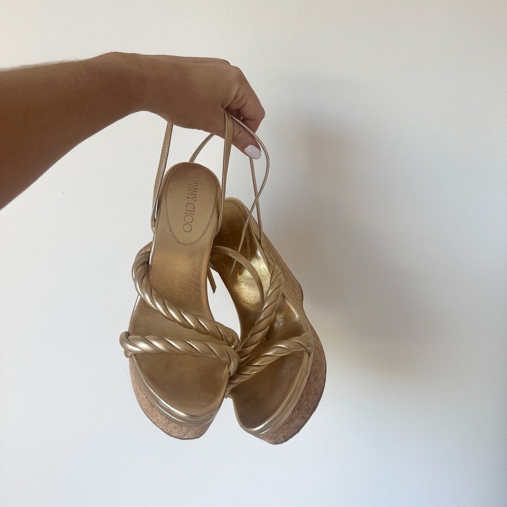 Jimmy Choo Gold Braided Sandals